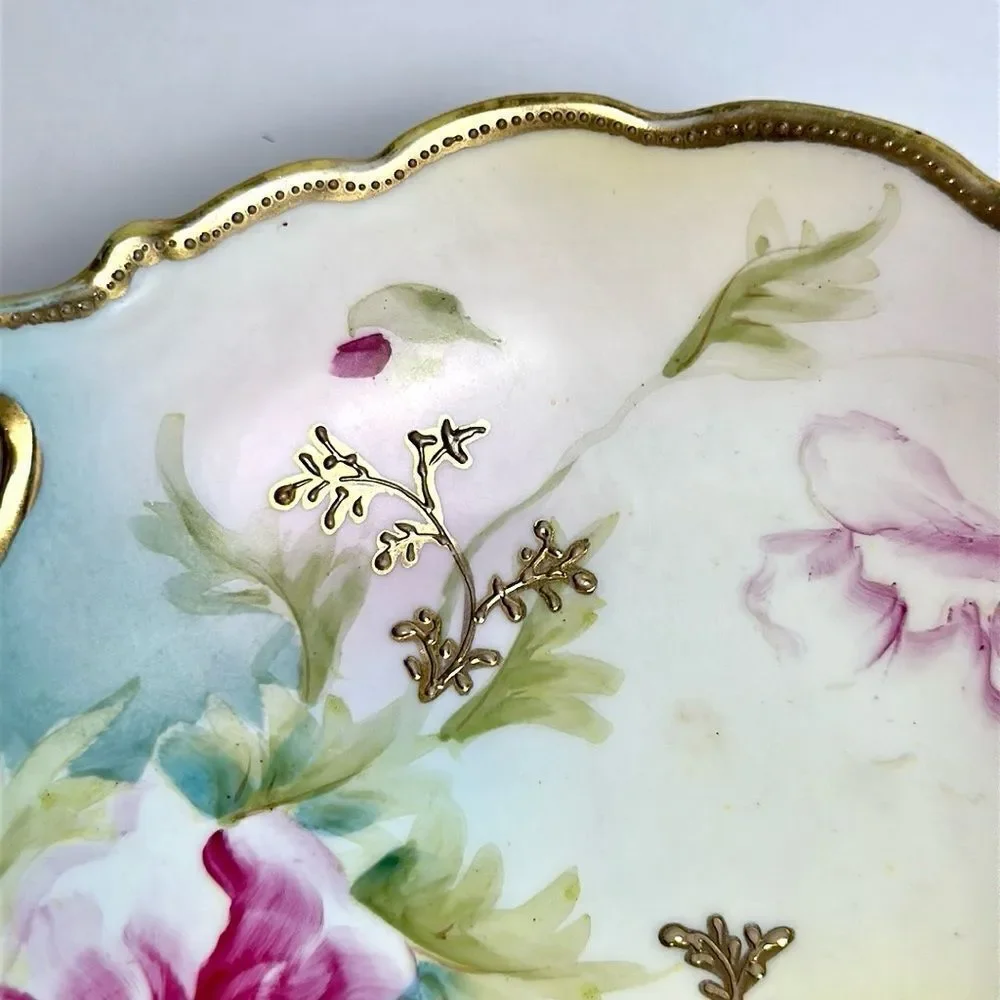 Antique Maple Leaf Mark Nippon Porcelain Hand Painted Embossed Bowl 1891-1911